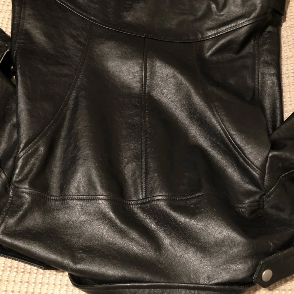 Ag Adriano Goldschmied Black Leather Moto Jacket - Picture 5 of 12